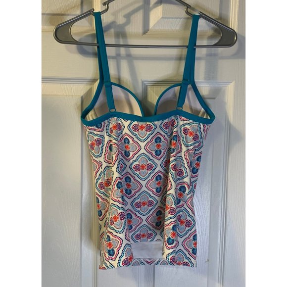 Boden Milos Tankini Top Women's Size 34A 34 A NEW Holiday Tile Ivory Underwire - Picture 2 of 9